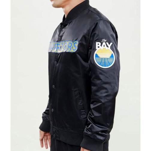 Golden State Warriors The Bay Black/Yellow Satin Jacket - Image 6