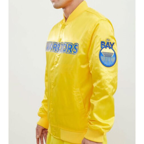 Golden State Warriors The Bay Black/Yellow Satin Jacket - Image 7