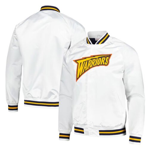 Golden State Warriors Throwback Wordmark White Jacket - Image 3