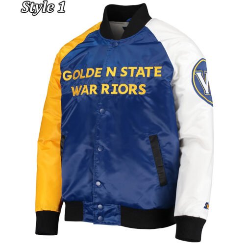 Golden State Warriors Tri-Color Satin Jacket