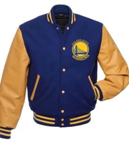Golden State Warriors Blue and Yellow Letterman Jacket