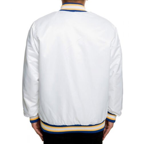 Golden State Warriors White Satin Jacket - Image 2