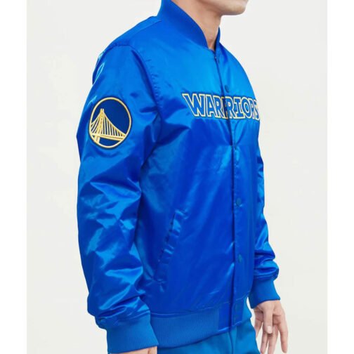 Golden State Warriors Wordmark Blue Satin Jacket - Image 4
