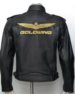 Biker Goldwing Black Leather Jacket