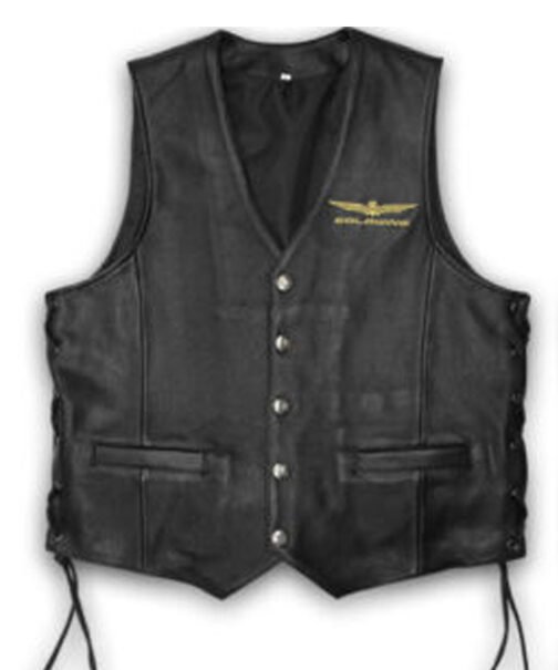 Goldwing Biker Black Leather Vest - Image 2