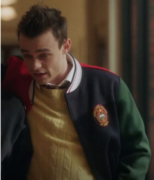 Gossip Girl Thomas Doherty Color Block Wool Jacket - Image 5