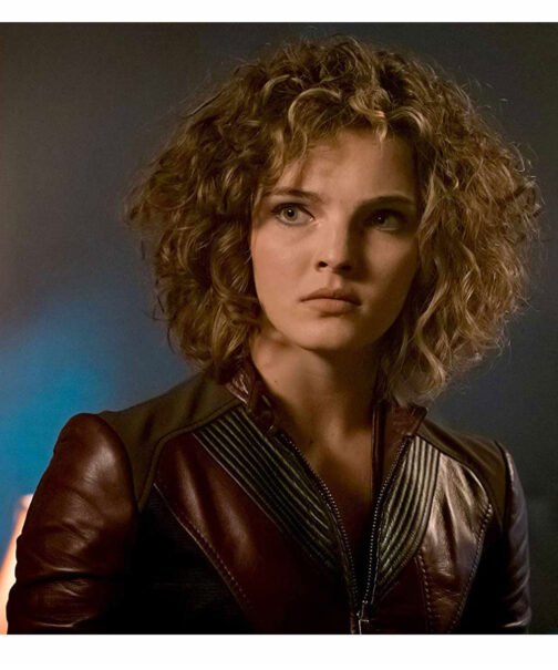 Camren Bicondova Gotham Burgundy Leather Jacket - Image 2