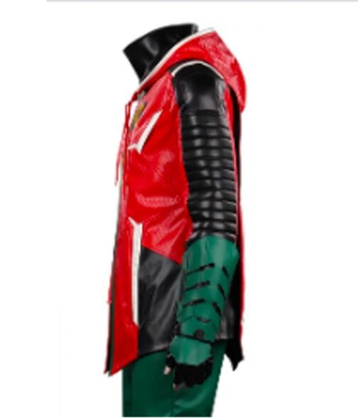 Robin Gotham Knights Leather Jacket with Hood - Image 8