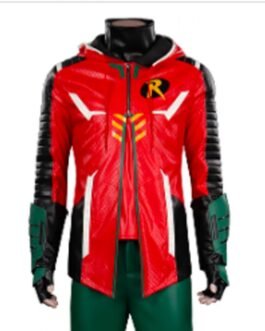 Robin Gotham Knights Leather Jacket with Hood