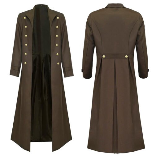 Victorian Steampunk Gothic Medieval Brown Coat - Image 3