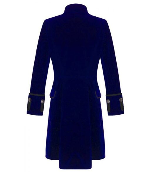 Victorian Steampunk Gothic Blue Velvet Coat - Image 2