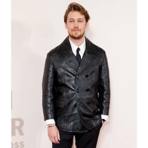 Joe Alwyn GQ Awards Leather Peacoat - Image 2