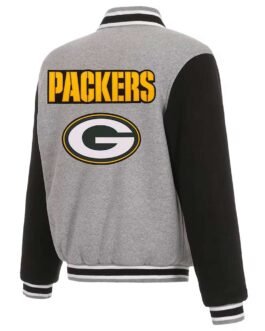 Gray/Black Green Bay Packers Varsity Wool Jacket