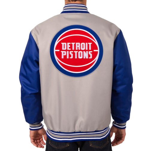 Gray/Blue Detroit Pistons Poly Twill Jacket - Image 2