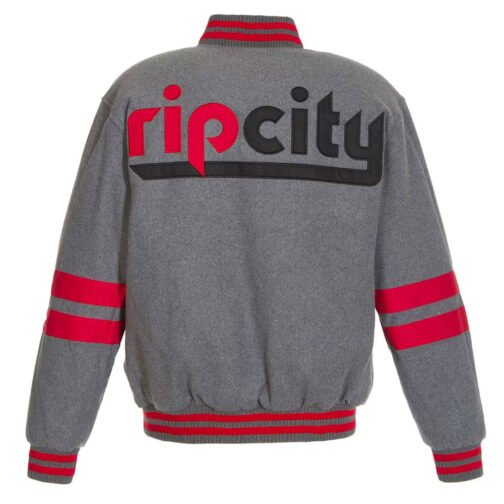 Portland Trail Blazers Gray Varsity Wool Jacket - Image 2