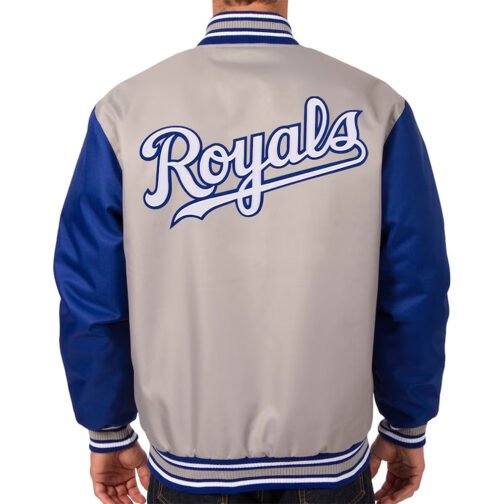 Kansas City Royals Poly Twill Gray/Royal Jacket - Image 2