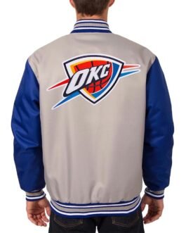 Oklahoma City Thunder Gray/Royal Varsity Poly Twill  Jacket