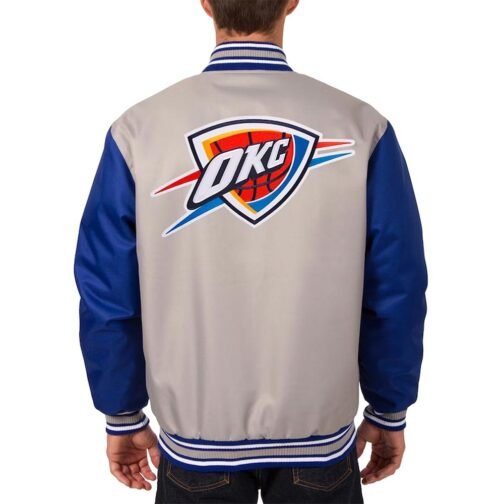 Oklahoma City Thunder Gray/Royal Varsity Poly Twill  Jacket - Image 2