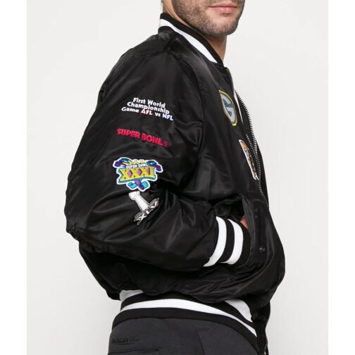 Green Bay Packers Black Bomber MA-1 Jacket - Image 6
