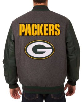 Green Bay Packers Charcoal and Green Varsity Jacket