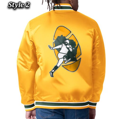 Green Bay Packers Closer Green/Gold Satin Jacket - Image 4