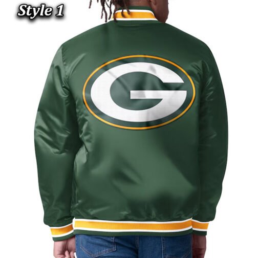 Green Bay Packers Closer Green/Gold Satin Jacket - Image 3