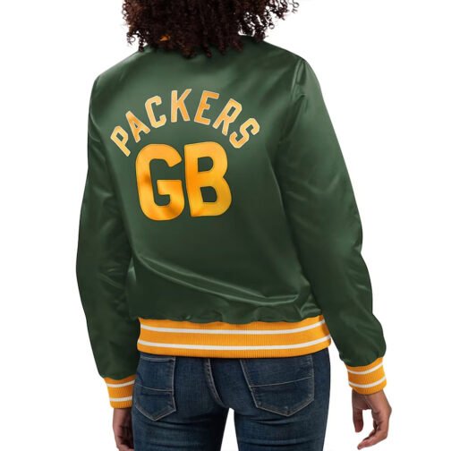 Green Bay Packers Full Count Green Satin Jacket - Image 2