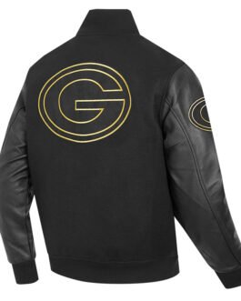 Green Bay Packers Full-Zip Black Varsity Jacket