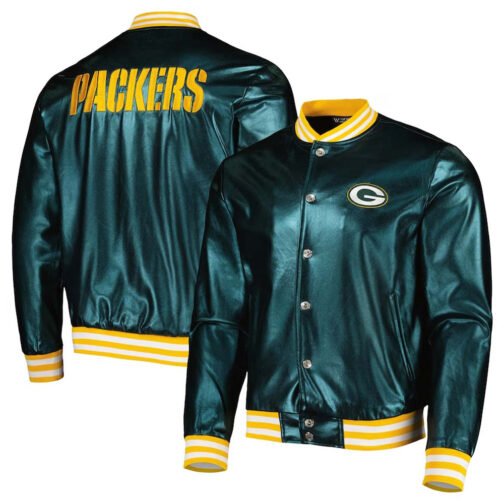 Green Bay Packers Metallic Green Jacket - Image 3