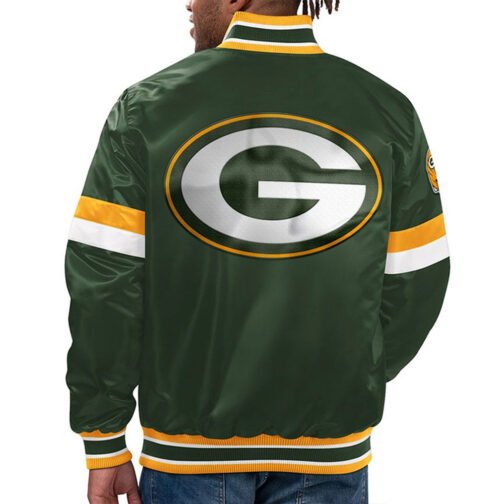 Green Bay Packers Home Game Green Satin Jacket - Image 2
