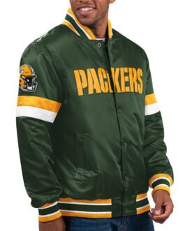 Green Bay Packers Home Game Green Satin Jacket