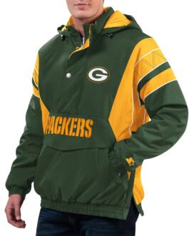 Home Team Green Bay Packers Green/Gold Half-Zip Hoodie Jacket