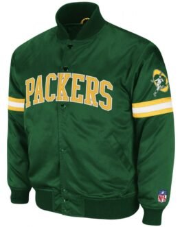 Bomber Backup Bay Packers Green Satin Jacket