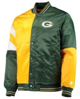 Green Bay Packers Leader Satin Full-Snap Green/Yellow Jacket