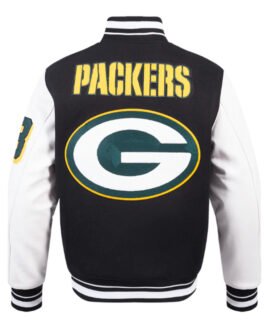 Green Bay Packers Mashup Rib Varsity Wool/Leather Jacket