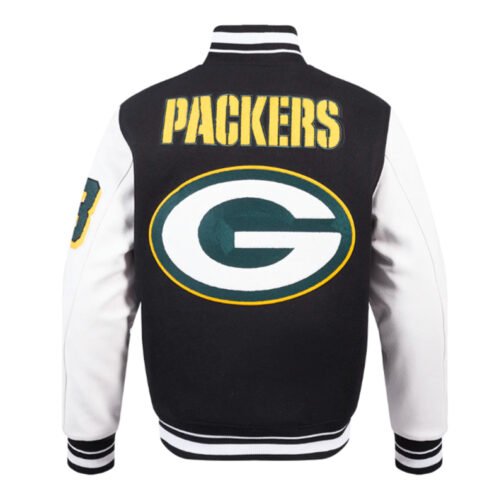 Green Bay Packers Mashup Rib Varsity Wool/Leather Jacket - Image 2
