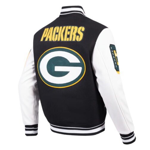 Green Bay Packers Mashup Rib Varsity Wool/Leather Jacket - Image 4