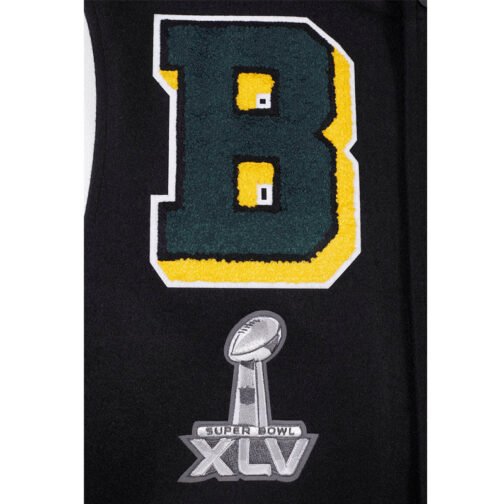 Green Bay Packers Mashup Rib Varsity Wool/Leather Jacket - Image 6