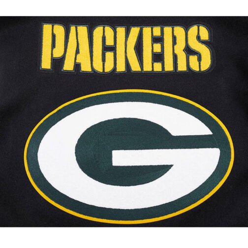 Green Bay Packers Mashup Rib Varsity Wool/Leather Jacket - Image 8