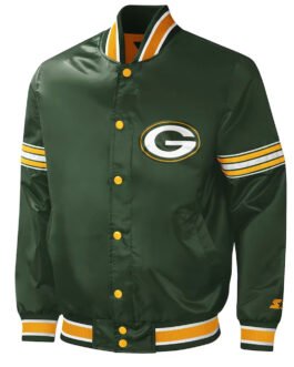 Green Bay Packers Midfield Varsity Green Satin Jacket
