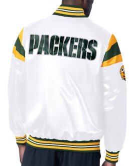 Green Bay Packers Midweight White Satin Jacket