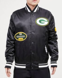Green Bay Packers Old English Classic Rib Satin Jacket