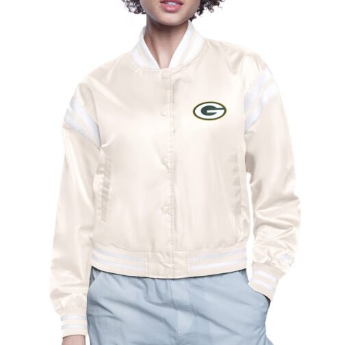 Green Bay Packers Printed Logo Varsity Satin Jacket - Image 2