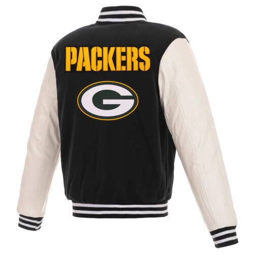 Green Bay Packers Varsity Black/White Jacket - Image 2