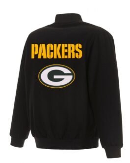 Varsity Green Bay Packers Black Wool Jacket