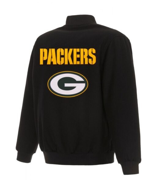 Varsity Green Bay Packers Black Wool Jacket - Image 2