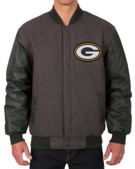 Green Bay Packers Charcoal and Green Varsity Jacket