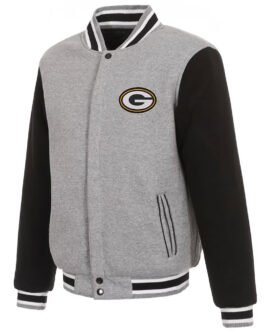 Gray/Black Green Bay Packers Varsity Wool Jacket