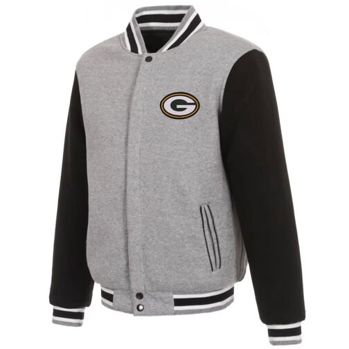 Gray/Black Green Bay Packers Varsity Wool Jacket