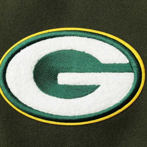 Green Bay Packers Logo Green and White Varsity Jacket - Image 4
